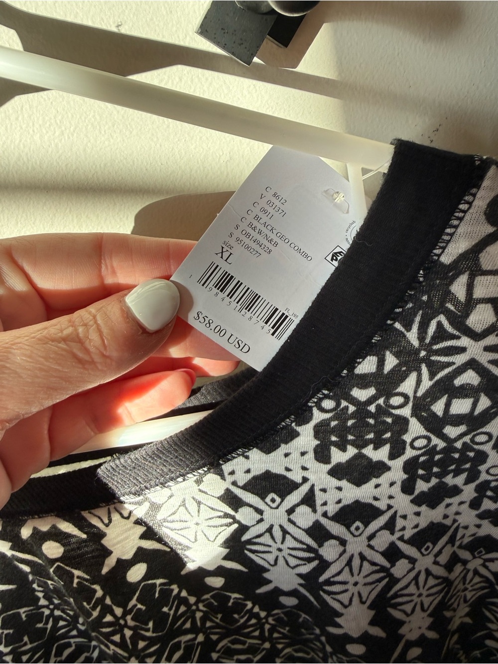 FP Movement by Free People Black and White Geometric Pullover - Picture 2 of 4